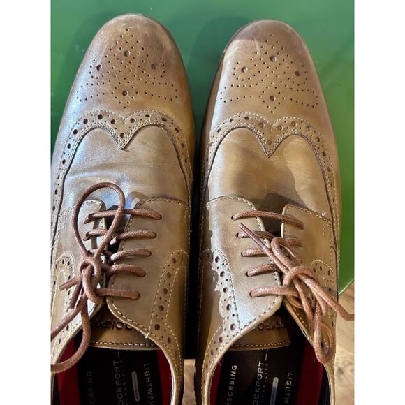 Rockport Walkability Wingtip Lace Up Oxford Brown Leather Men 13 Dress Shoe - Picture 7 of 14